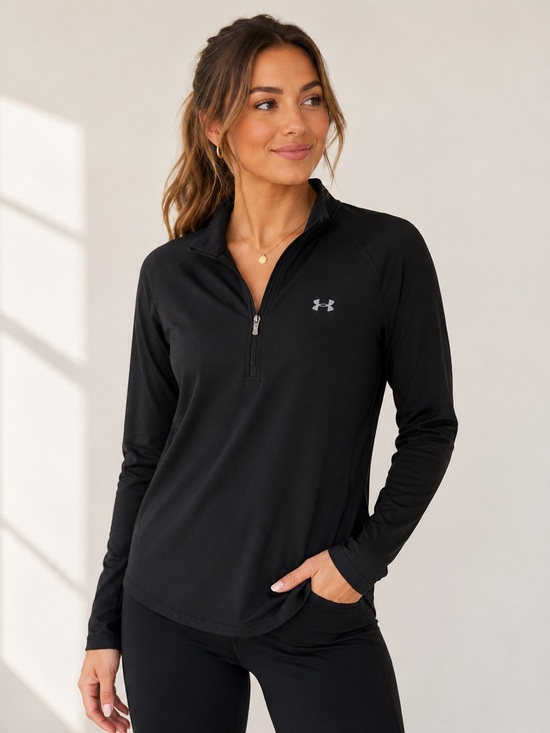 Under Armour Tops - Under Armour Black 1/4 Zip Long Sleeve Pullover XL with Little sleeve pocket